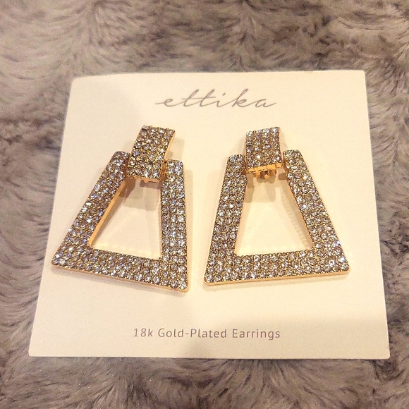 ETTIKA 18K Plated Gold Crystal Bell Drop Women's Earrings - Picture 1 of 4